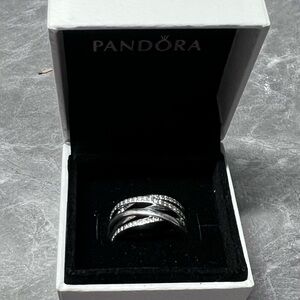Pandora Authentic Silver Sparkling and Polished Lines Ring size 56 (7.5)